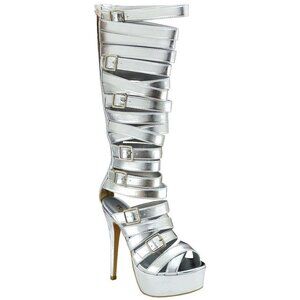 Yoki Women’s THE ONE IN CHARGE Gladiator Platform Heels, Silver ( BRAND NEW !!!